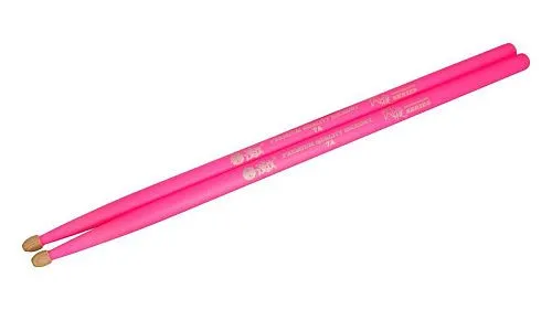 HUN 10101003010 Fluorescent Series 7A Pink Барабанные палочки, деревянный наконечник.