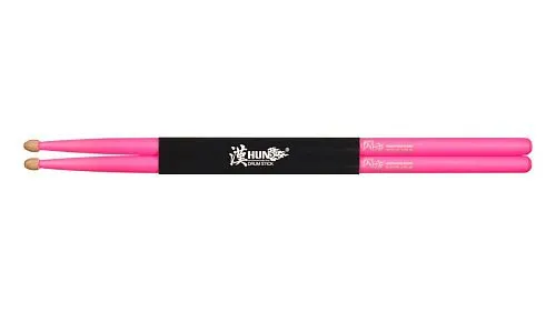 HUN 10101003010 Fluorescent Series 7A Pink Барабанные палочки, деревянный наконечник.